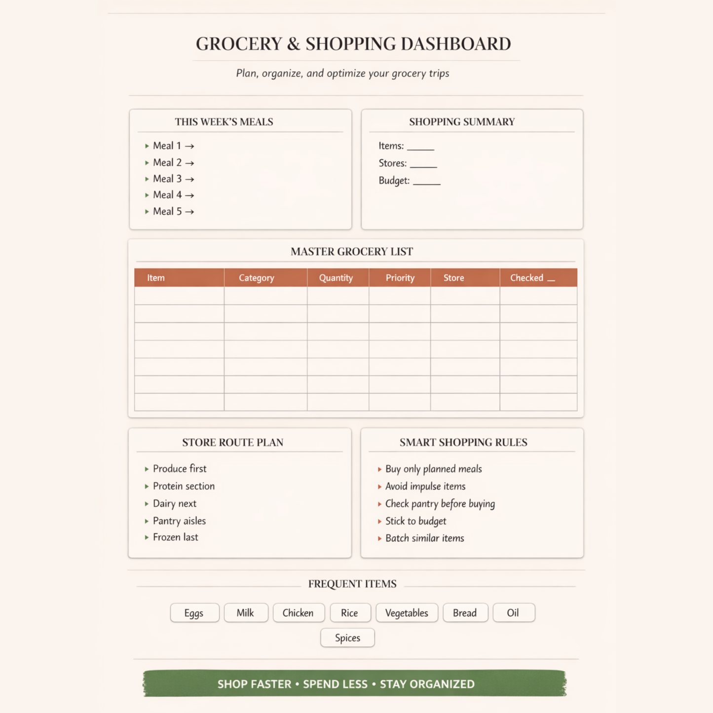 Grocery Shopping Dashboard